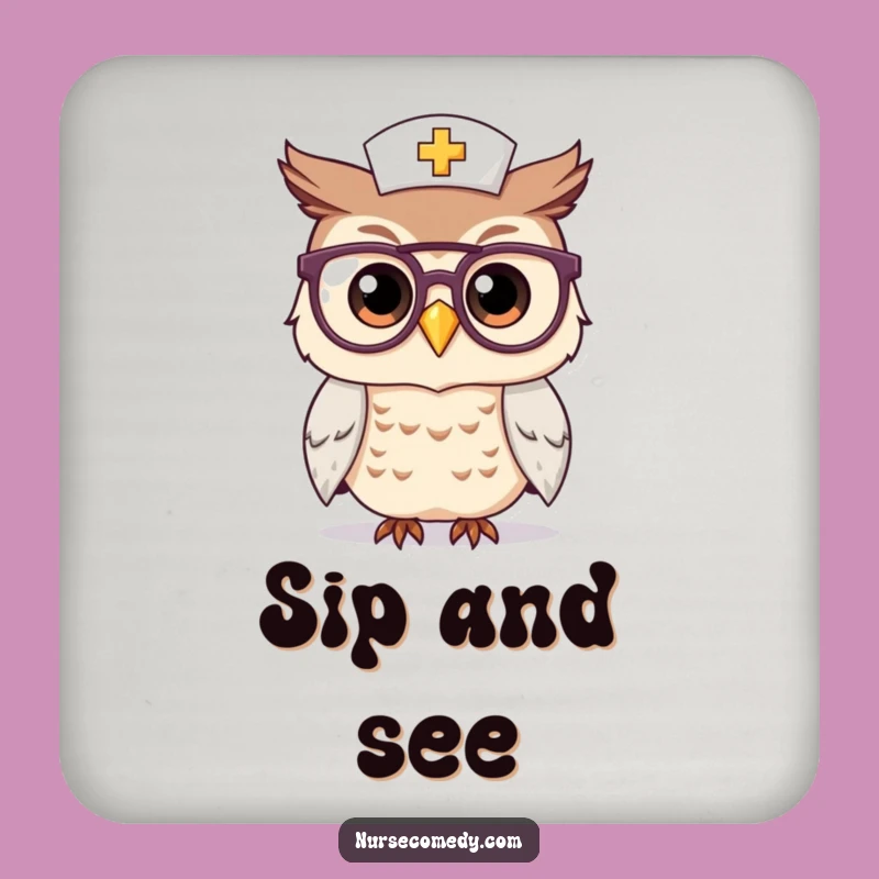 Cute Funny Kawaii Owl Nurse Drink Coaster: Protect Surfaces with Wise and Whimsical Flair