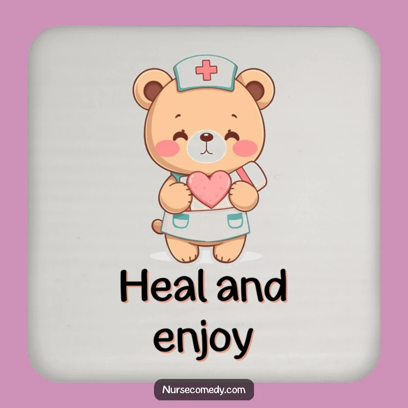Funny Bear Nurse Coaster - Protect Surfaces with Care, Gift!