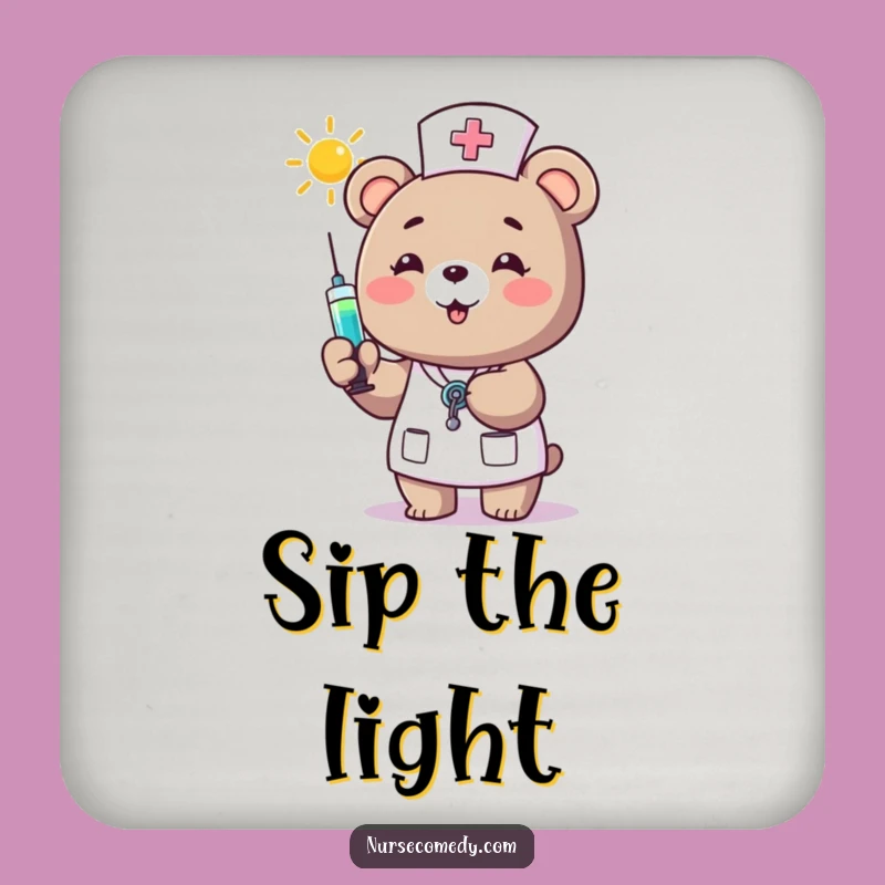 Funny Bear Nurse Coaster - Protect Surfaces with Cheer