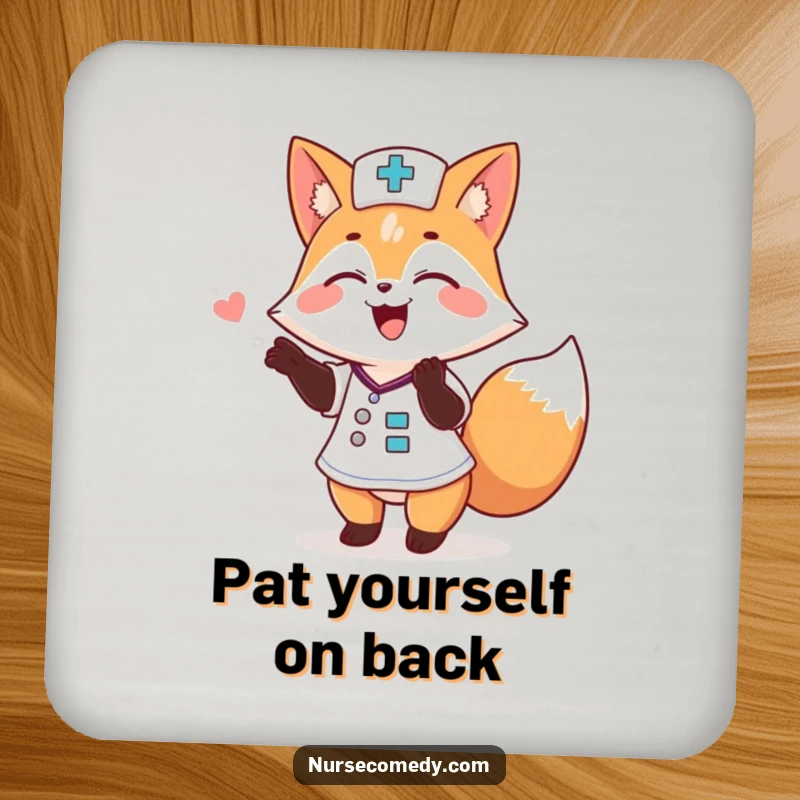 Funny Fox Nurse Coaster: Adorable animal doctor coaster, offering a playful pat on the back to protect your drink.