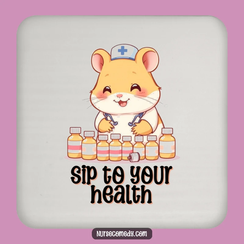 Funny Hamster Nurse Coaster: Protect Surfaces with Organized Charm!