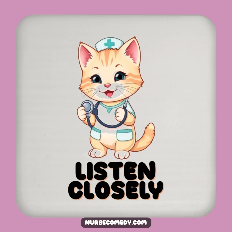 Funny Kitten Nurse Coaster - Protect Surfaces with Feline Charm
