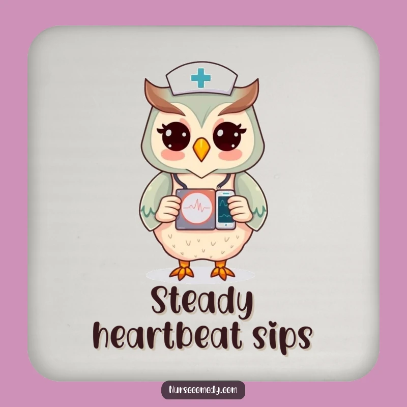 Funny Owl Nurse Coaster Set: Charming Protection for Drink Surfaces