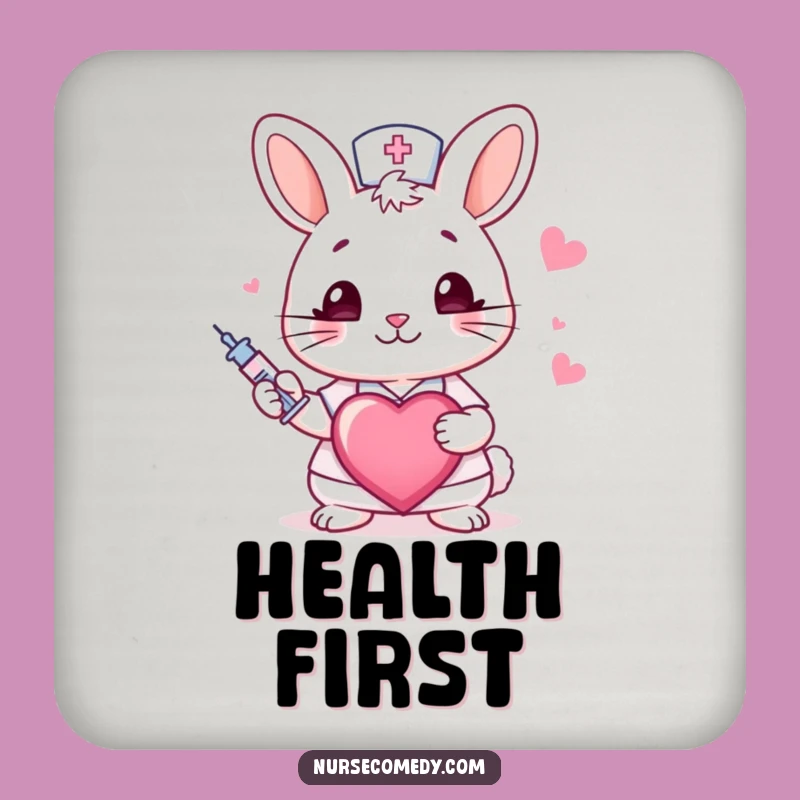 Funny Rabbit Nurse Coaster Set: Protect Surfaces with Cute Healing Art