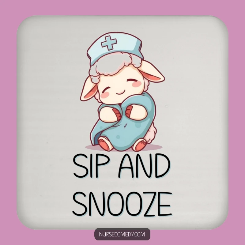 Funny Sheep Nurse Coaster Set: Protect Surfaces with Sleepy Charm