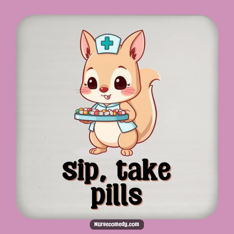Funny Squirrel Nurse Coaster Set: Charming Protection for Drink Surfaces