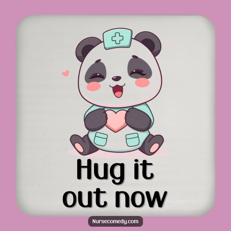 Funny Kawaii Panda Nurse Coaster - Cute Cartoon Hugging Character Drink Protector Gift