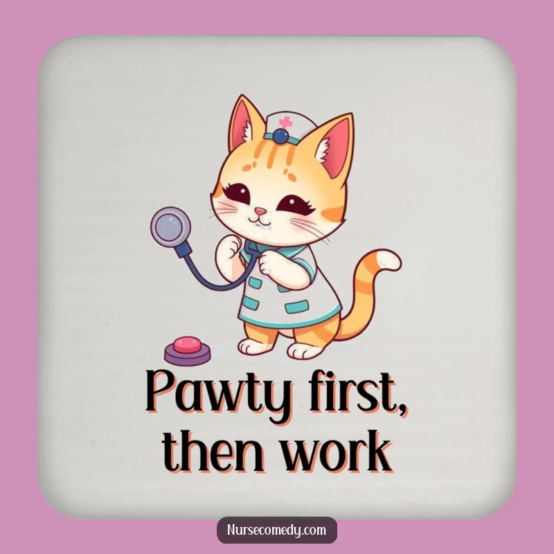 Funny Cat Nurse Drink Coaster: Feline Doctor Protector, Perfect Humorous Gift for Tables
