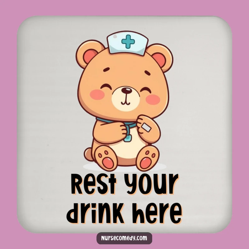 Funny Bear Nurse Coaster - Protect Surfaces with Gentle Care