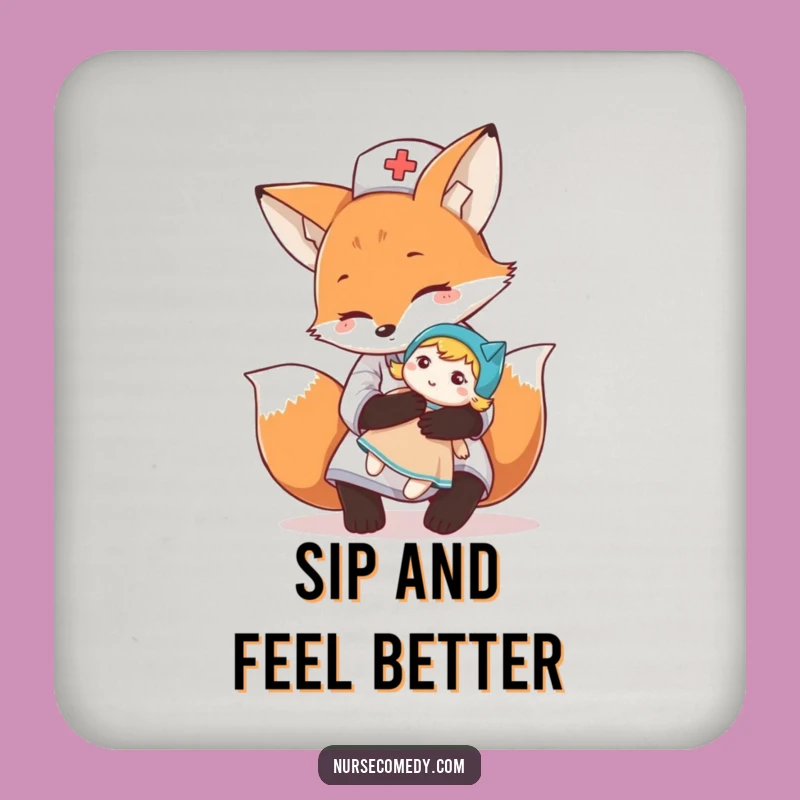 Funny Fox Nurse Coaster: Protect Surfaces with Cute Comfort