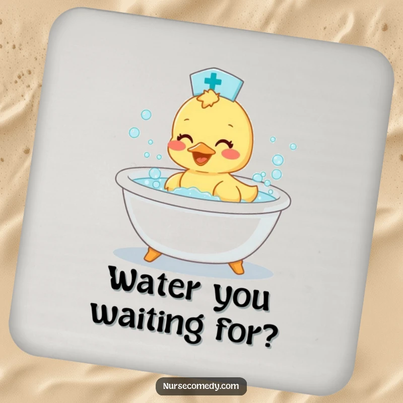 Funny Duckling Nurse Coaster: Cute duckling doctor coaster, perfect for drinks and adding bath time cheer.