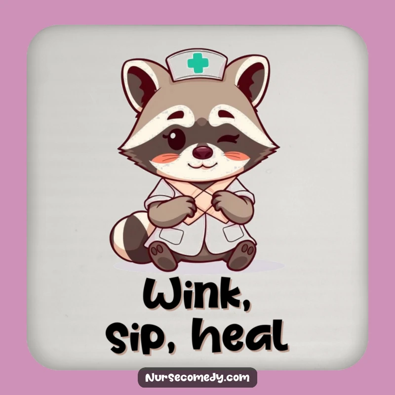 Funny Raccoon Nurse Coaster: Expert Protection with a Wink