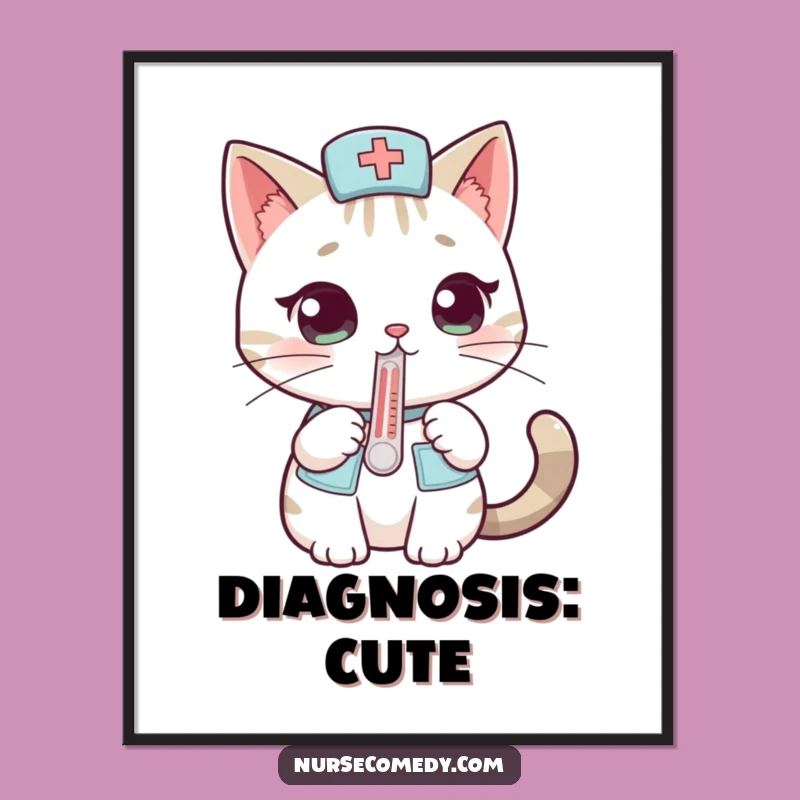 Funny Cat Nurse Poster: Quirky Wall Art for a Curious Animal Lover