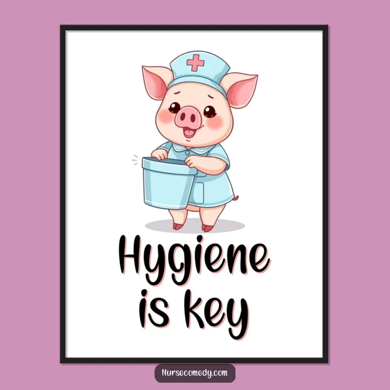 Funny Pig Nurse Poster: Cheerful Wall Art for Healthcare Appreciation