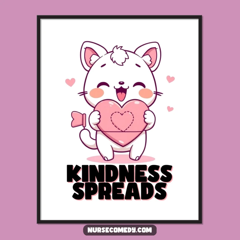 Kawaii Animal Heart Bandage Poster: Adorable Art for a Healing Space