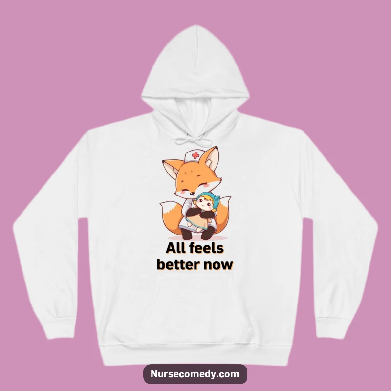 Cozy Funny Fox Nurse Hoodie: Warm Hugs & Comfort for All