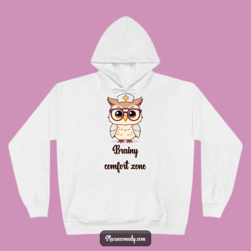 Cozy Funny Kawaii Owl Nurse Hoodie: Stay Warm and Wise with This Adorable Spectacled Character