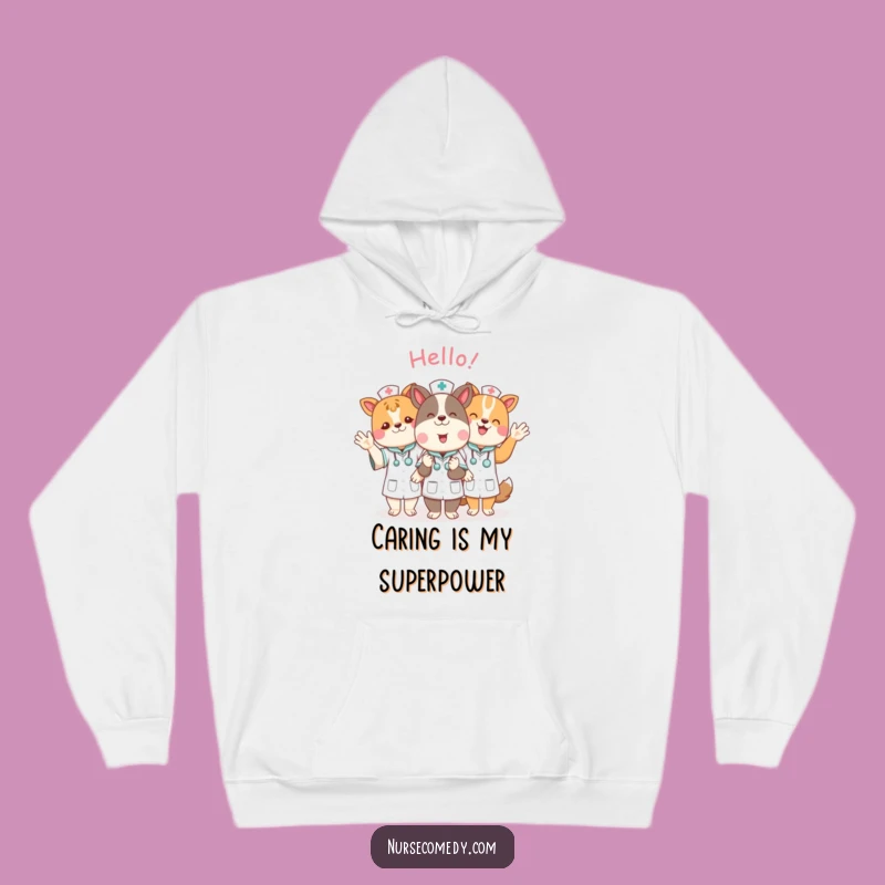 Cozy Funny Animal Nurse Hoodie: Cheerful Hellos for Ultimate Comfort and Style