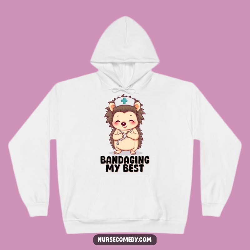Cozy Funny Hedgehog Nurse Hoodie: Warm Apparel for Caring Professionals