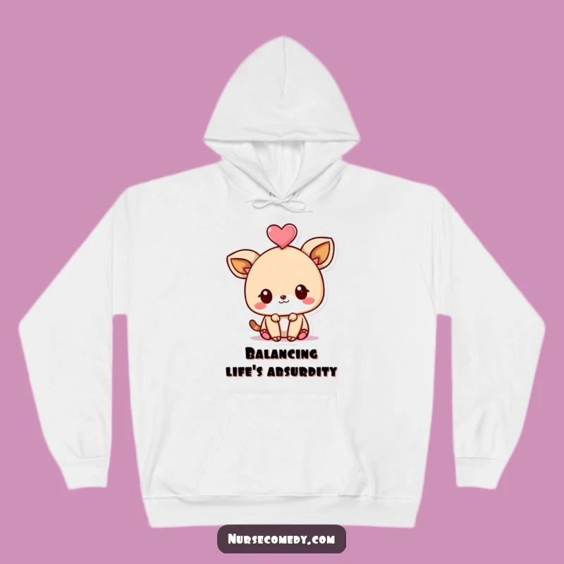 Cozy Funny Kawaii Animal Hoodie: Playful Heart Balance, Ultimate Funny Gift Warmth