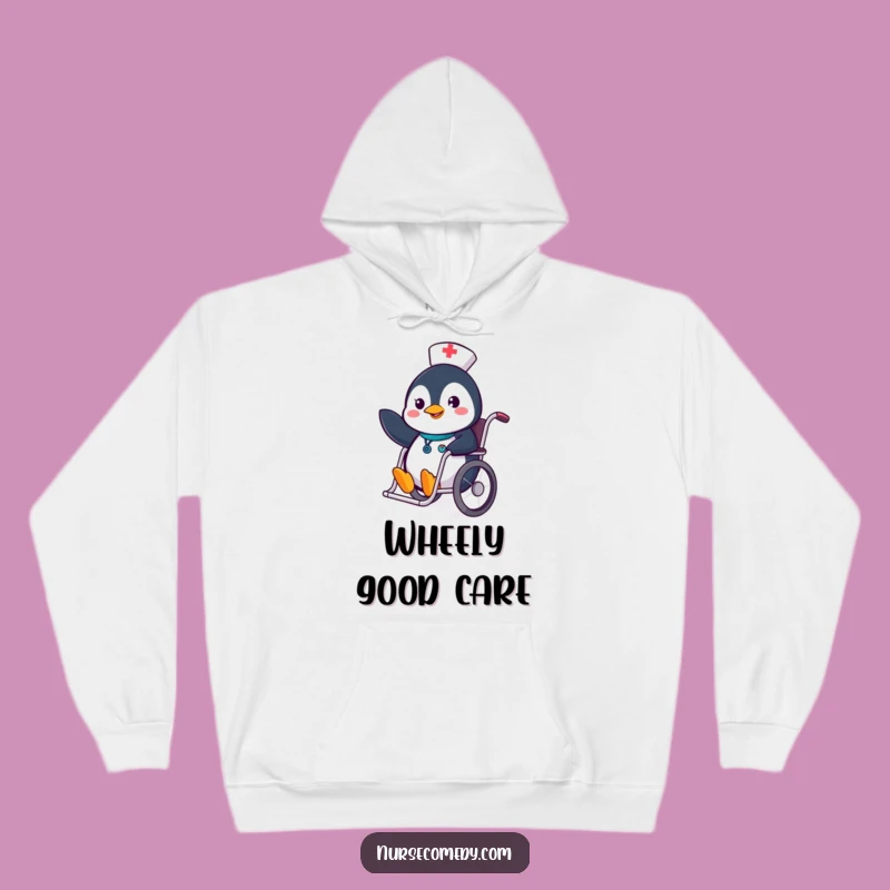 Cozy Funny Penguin Nurse Hoodie - Cheerful Wheelchair Style!