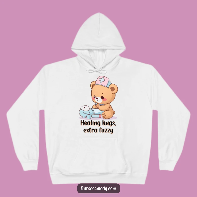 Funny Bear Cub Nurse Hoodie - Cozy Teddy Hospital Warmth Gift