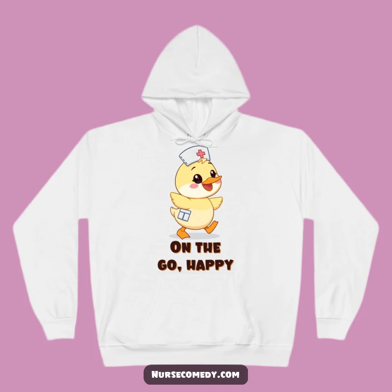 Funny Kawaii Duck Nurse Hoodie - Cozy Cartoon Waddling Character Sweatshirt Gift