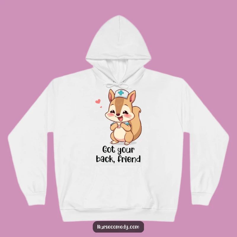 Funny Squirrel Nurse Hoodie - Cozy Boo-Boo Bandage Comfort
