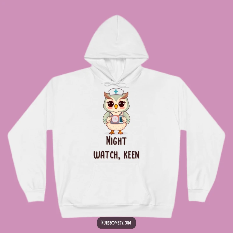 Cozy Funny Owl Nurse Hoodie: Warm Apparel for Vigilant Healthcare Professionals