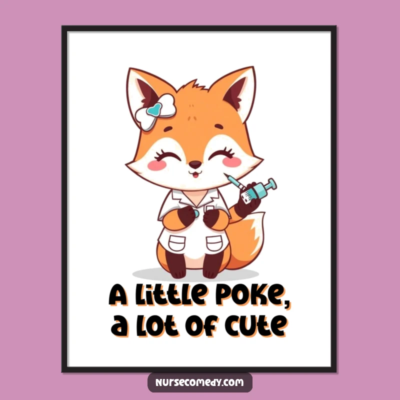 Free Printable Fox Nurse Wall Art: Funny Poke Downloadable Decor