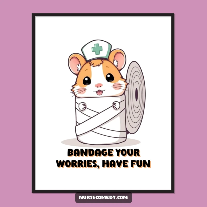 Hamster Nurse Free Printable Wall Art - Curious Peeking Downloadable Poster for Cute Decor