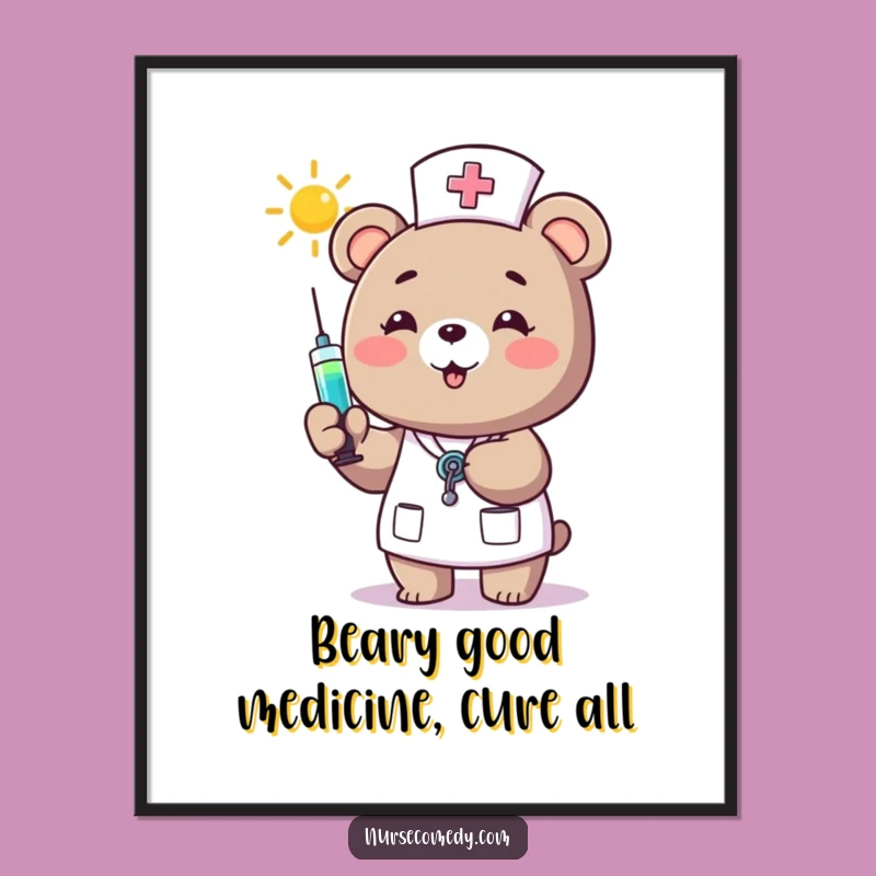 Free Printable Wall Art: Cheerful Bear Nurse Art!