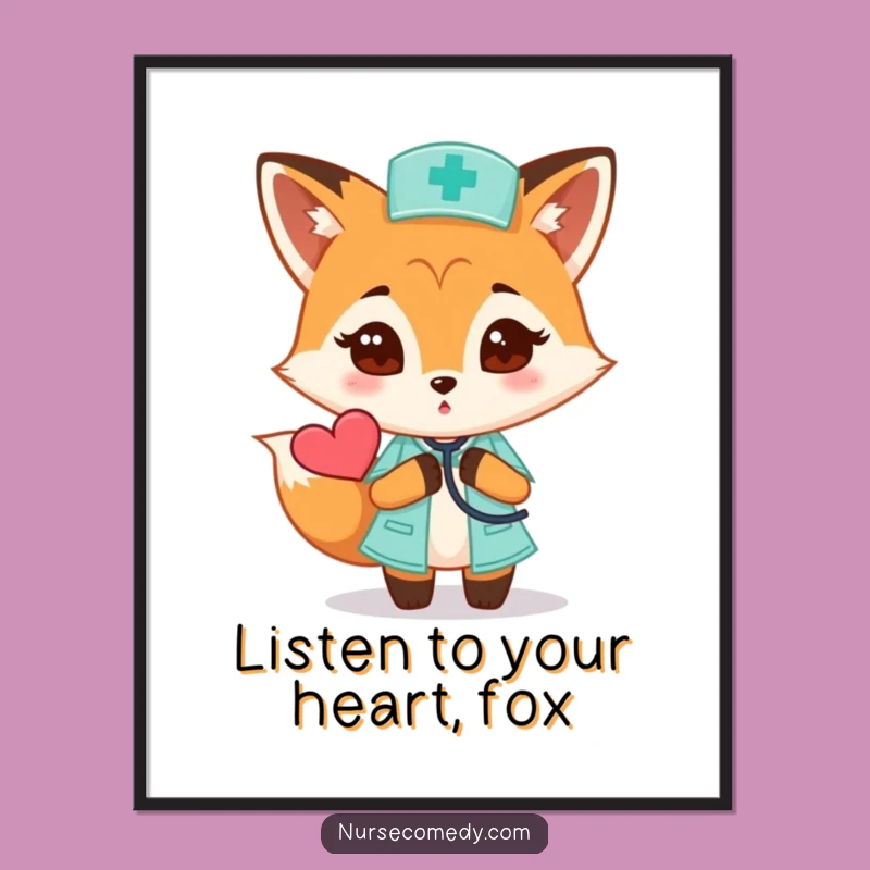 Free Printable Fox Nurse Wall Art - Funny Animal Decor Downloadable Decor