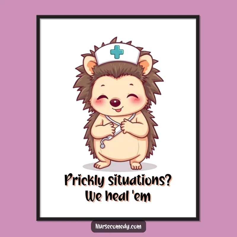 Free Printable Funny Hedgehog Nurse Art - Cute DIY Decor Download