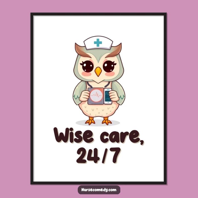 Free Printable Funny Owl Nurse Art - Smart Decor Downloadable