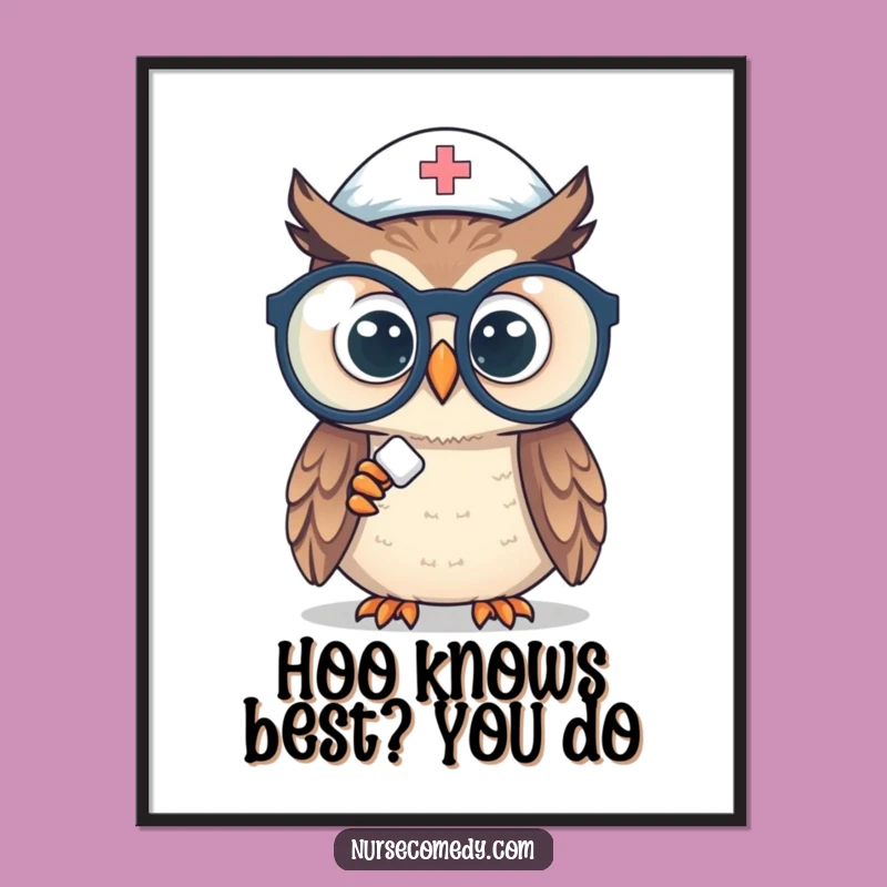 Free Printable Owl Nurse Wall Art: Funny Specs Downloadable Decor