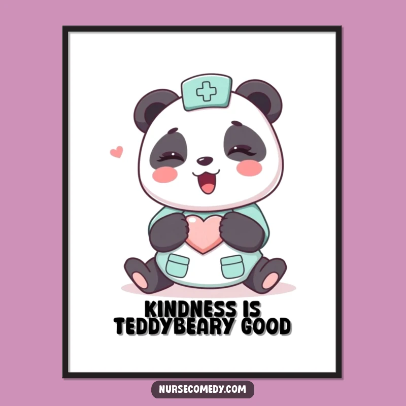 Free Printable Panda Nurse Wall Art: Funny Hugging Doctor Downloadable Decor Gift