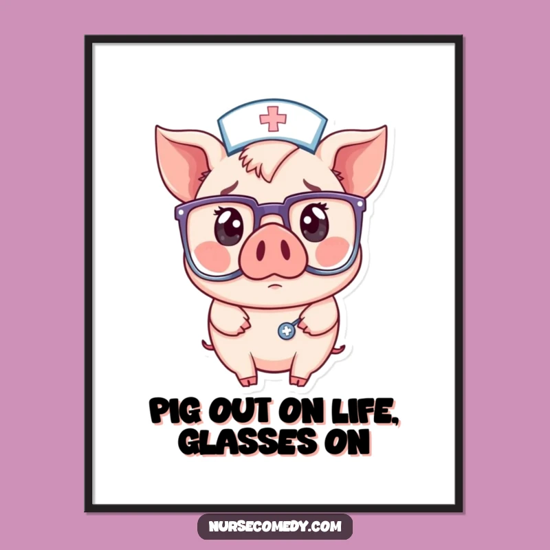 Free Printable Pig Nurse Wall Art: Surprised Doctor Decor, Downloadable Humor, Home Art