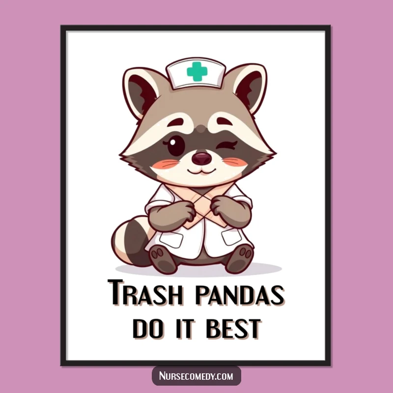 Free Printable Raccoon Nurse Wall Art: Winking DL Funny Decor