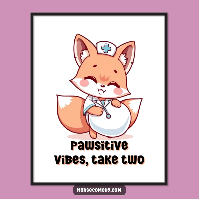 Free Printable Wall Art: Funny Nurse Fox Pill - Humorous Downloadable Decor