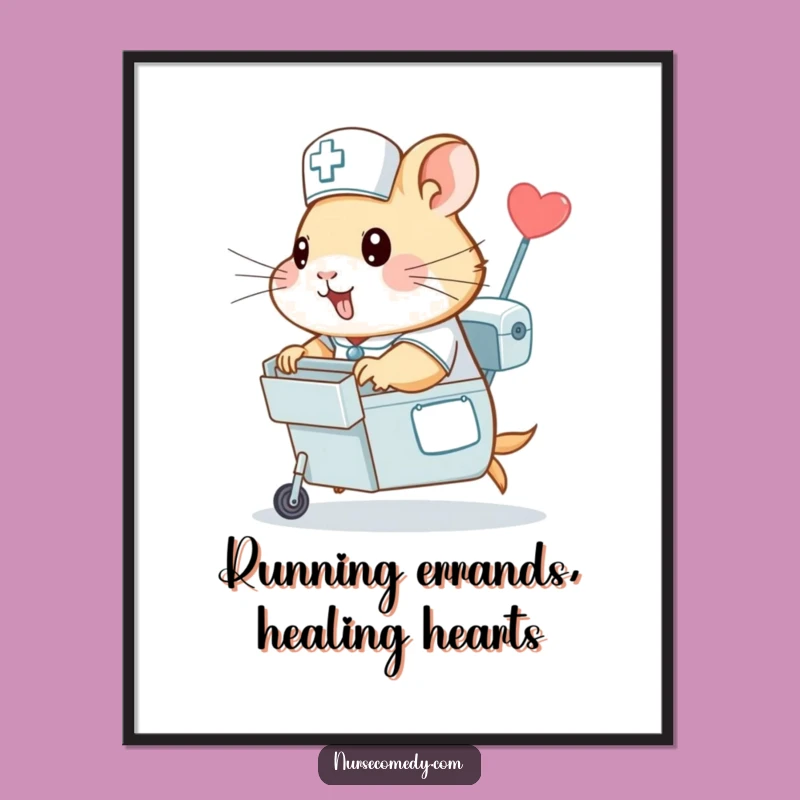 Free Printable Wall Art: Speedy Hamster Nurse's Dash, Whimsical Downloadable Decor