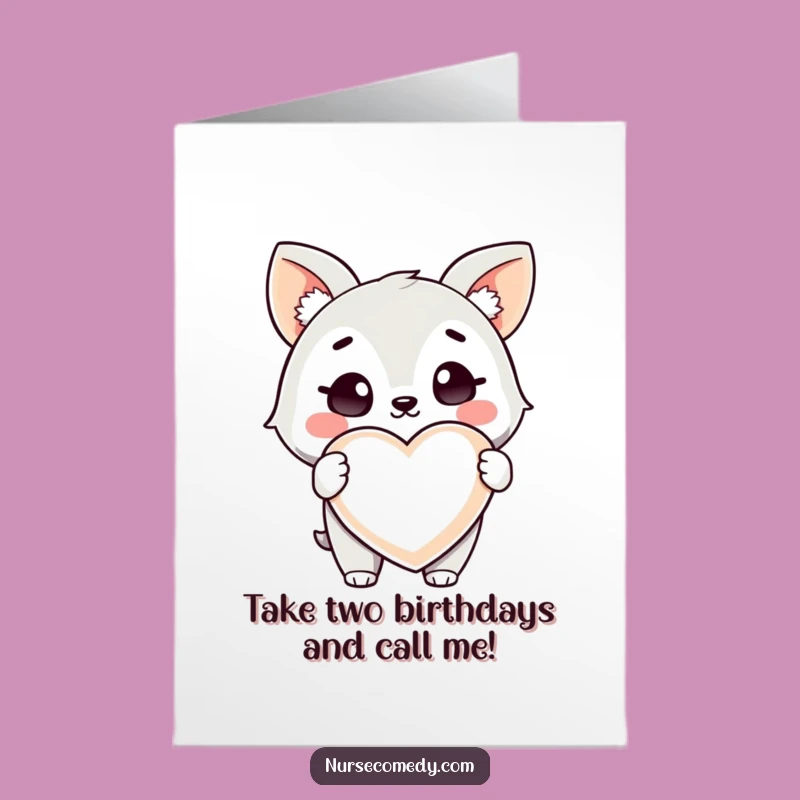 Free Printable Birthday Card: Funny Heart Pill Animal, Winking, Downloadable Joke Gift