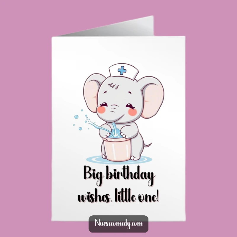 Free Printable Elephant Nurse Birthday Card: Joyful Splash Doctor Downloadable Gift