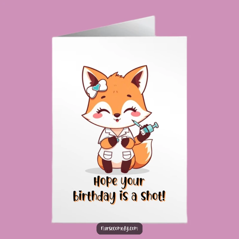 Free Printable Fox Nurse Birthday Card: Funny Poke Downloadable Funny Gift