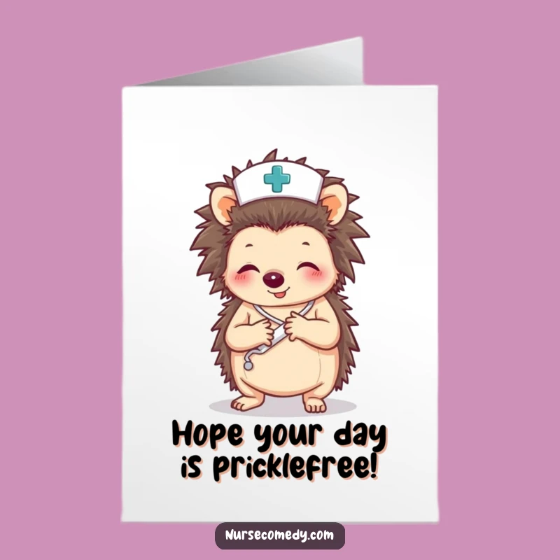 Free Printable Funny Hedgehog Nurse Birthday Card - Cute DIY Download