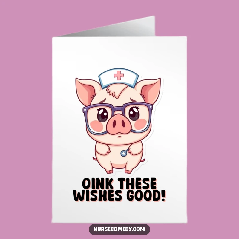 Free Printable Pig Nurse Birthday Card: Surprised Kawaii Doctor, Downloadable Fun Gift