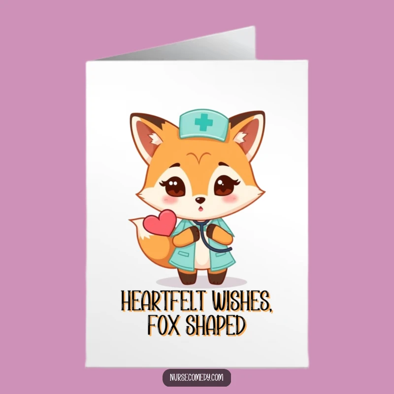 Free Printable Fox Nurse Birthday Card - Funny Downloadable Gift for Animal Lovers