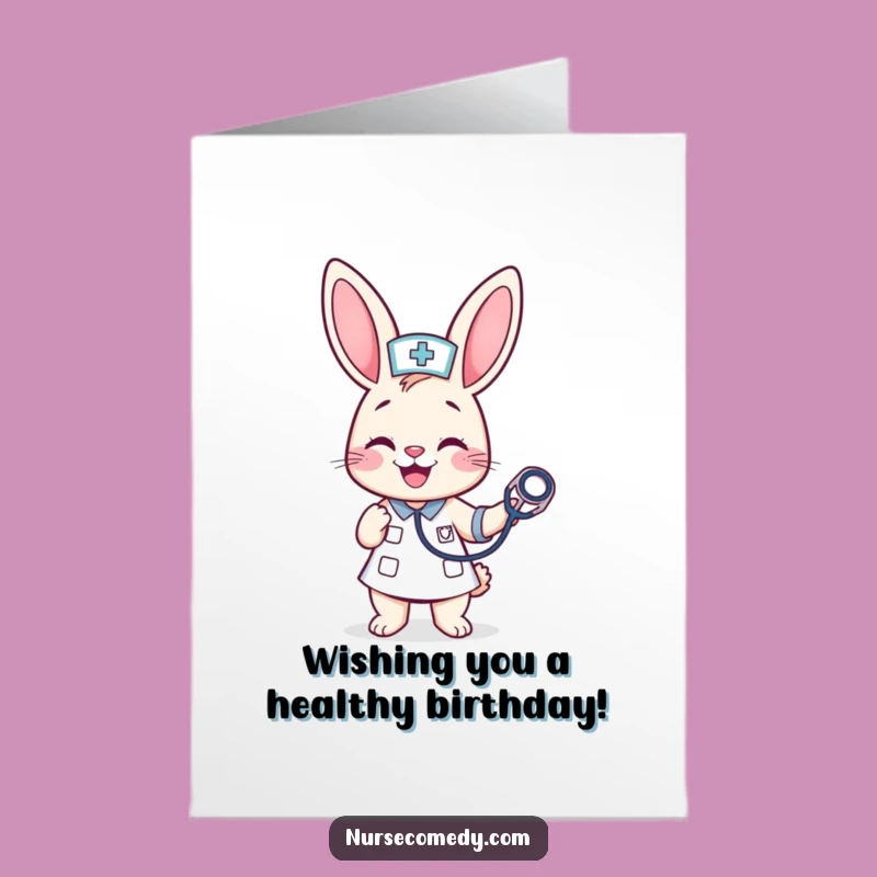 Free Printable Bunny Nurse Birthday Card: Cheerful Kawaii Doctor Downloadable Gift