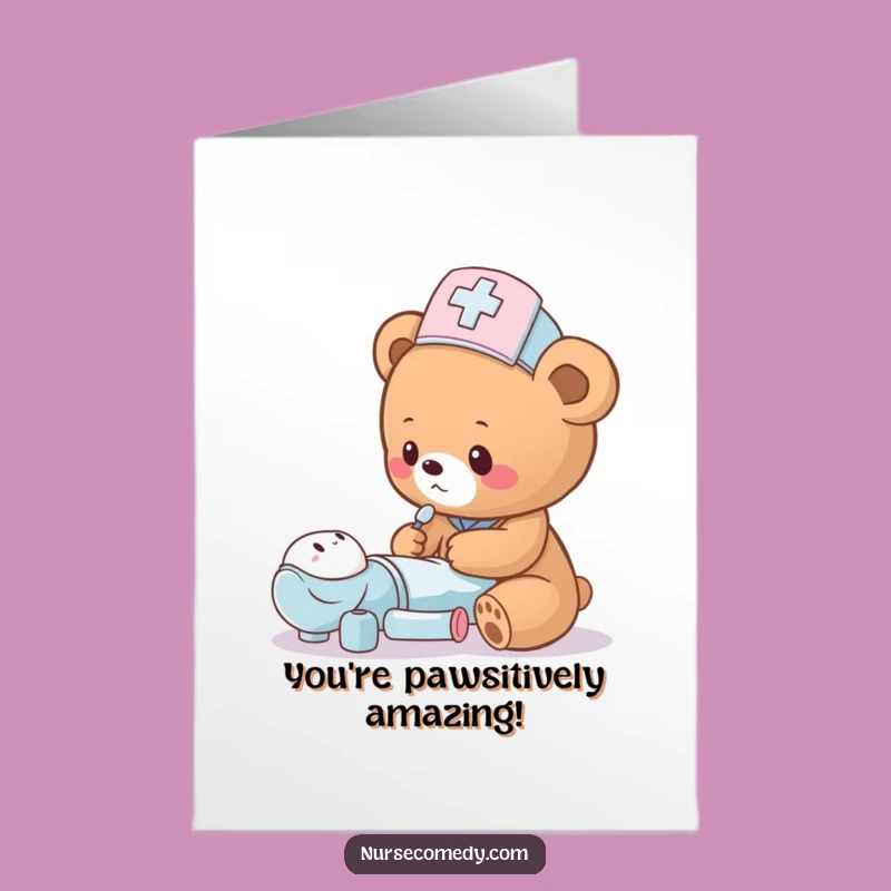Free Printable Bear Nurse Congrats Card: Cub Doctor Downloadable Greeting