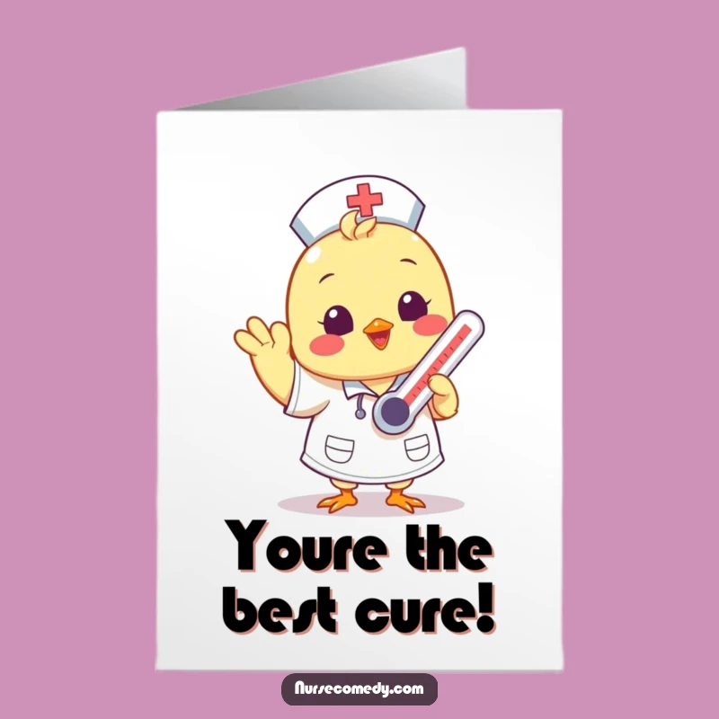 Free Printable Congrats Card: Funny Nurse Chick Waving - Instant Download